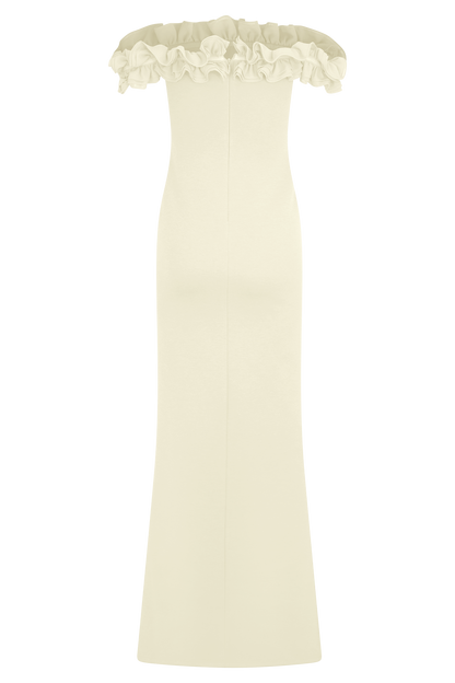 Nova Ruffle Off Shoulder Maxi Dress - Ivory