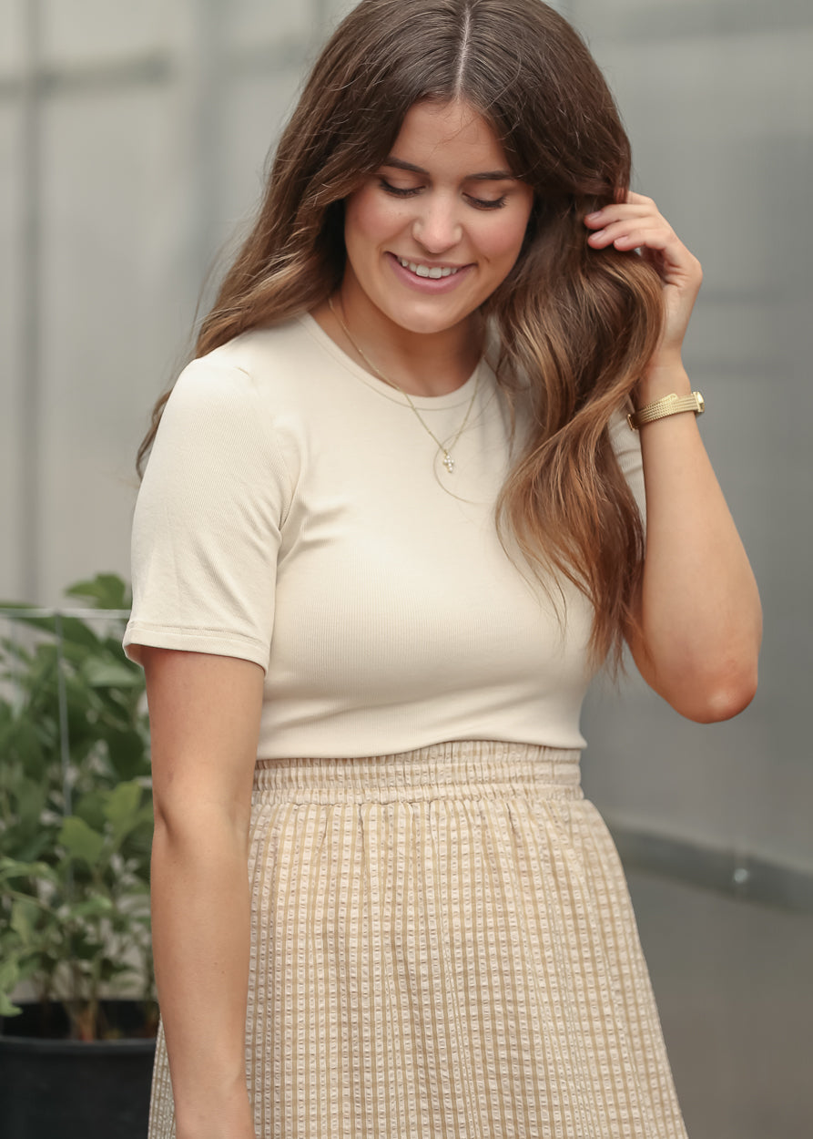 Essential Ribbed Half Sleeve Tee