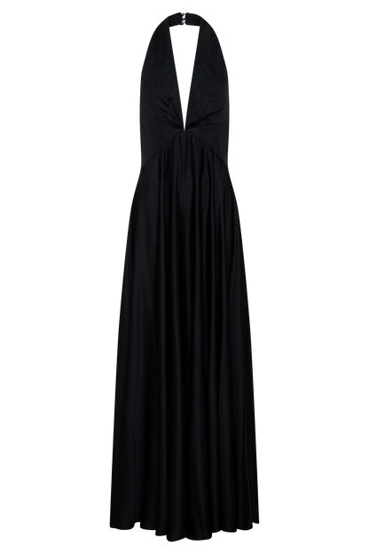 Rebecca Halter Buttoned Maxi Dress - Black
