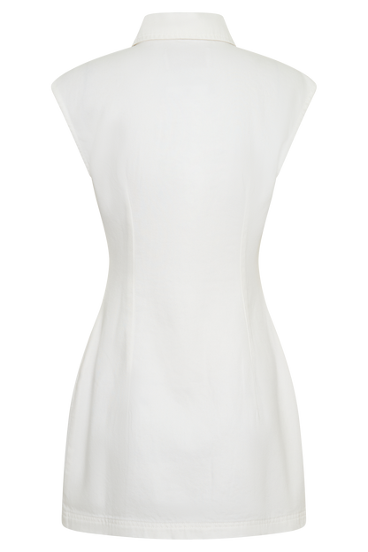 Sheriden Collared Mini Denim Dress - White