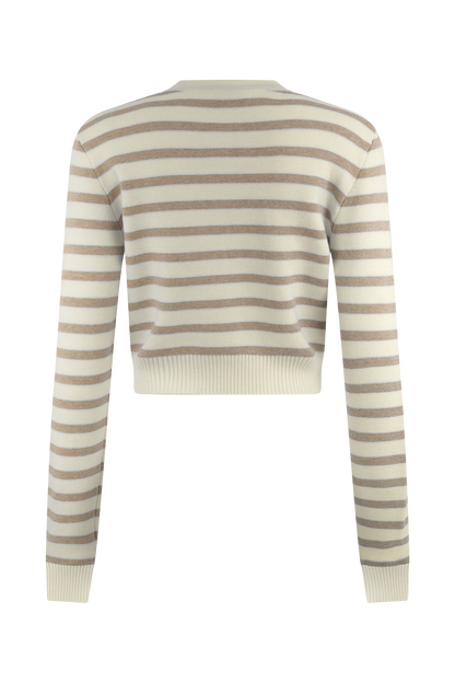 Tanner Striped Knit Cardigan - Nude/White