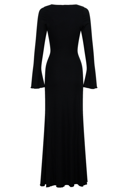 Tanya Buttoned Long Sleeve Maxi Dress - Black