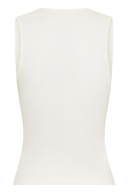 Vianna Broderie Ribbed Tank Top - Ivory