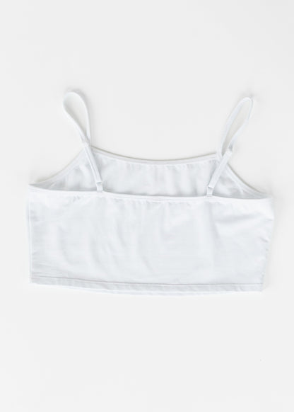 Adjustable White Cropped Demi Tank