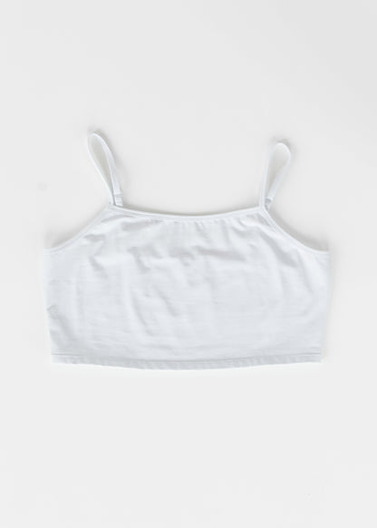 Adjustable White Cropped Demi Tank