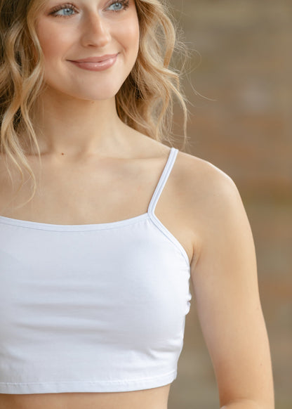 Adjustable White Cropped Demi Tank
