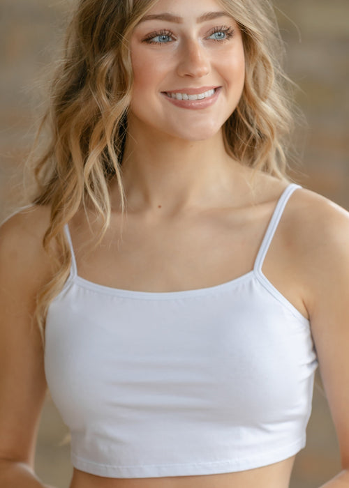Adjustable White Cropped Demi Tank