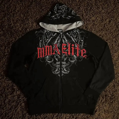American Gothic Skull Large Zipper Hoodie