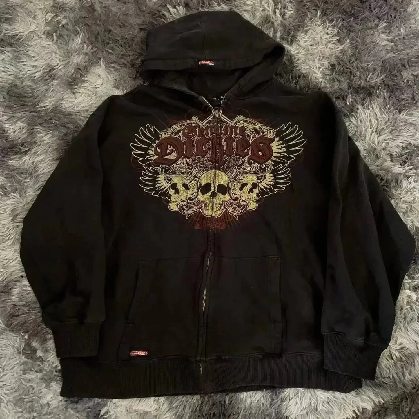 American Gothic Skull Large Zipper Hoodie