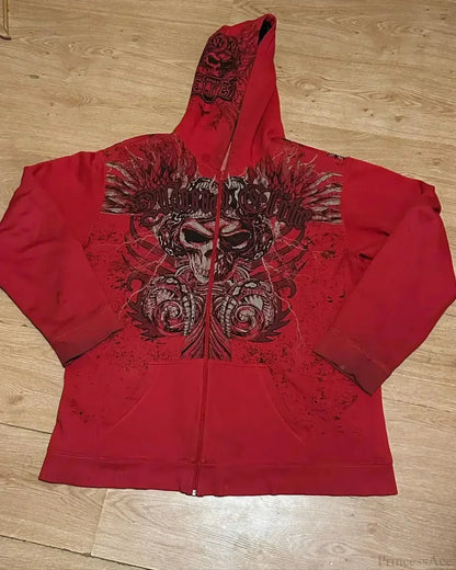 American Gothic Skull Large Zipper Hoodie
