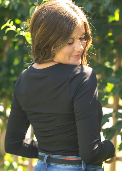 Basic Soft V-Neck Long Sleeve T-shirt - FINAL SALE