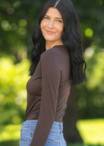 Basic Soft V-Neck Long Sleeve T-shirt - FINAL SALE
