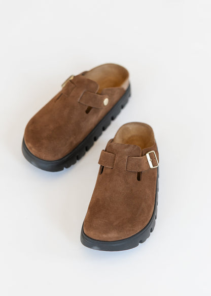 Birkenstock® Dark Tea Suede Boston Chunky Clog