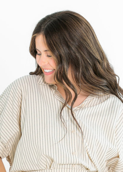 Black Striped Button-Up Top - FINAL SALE