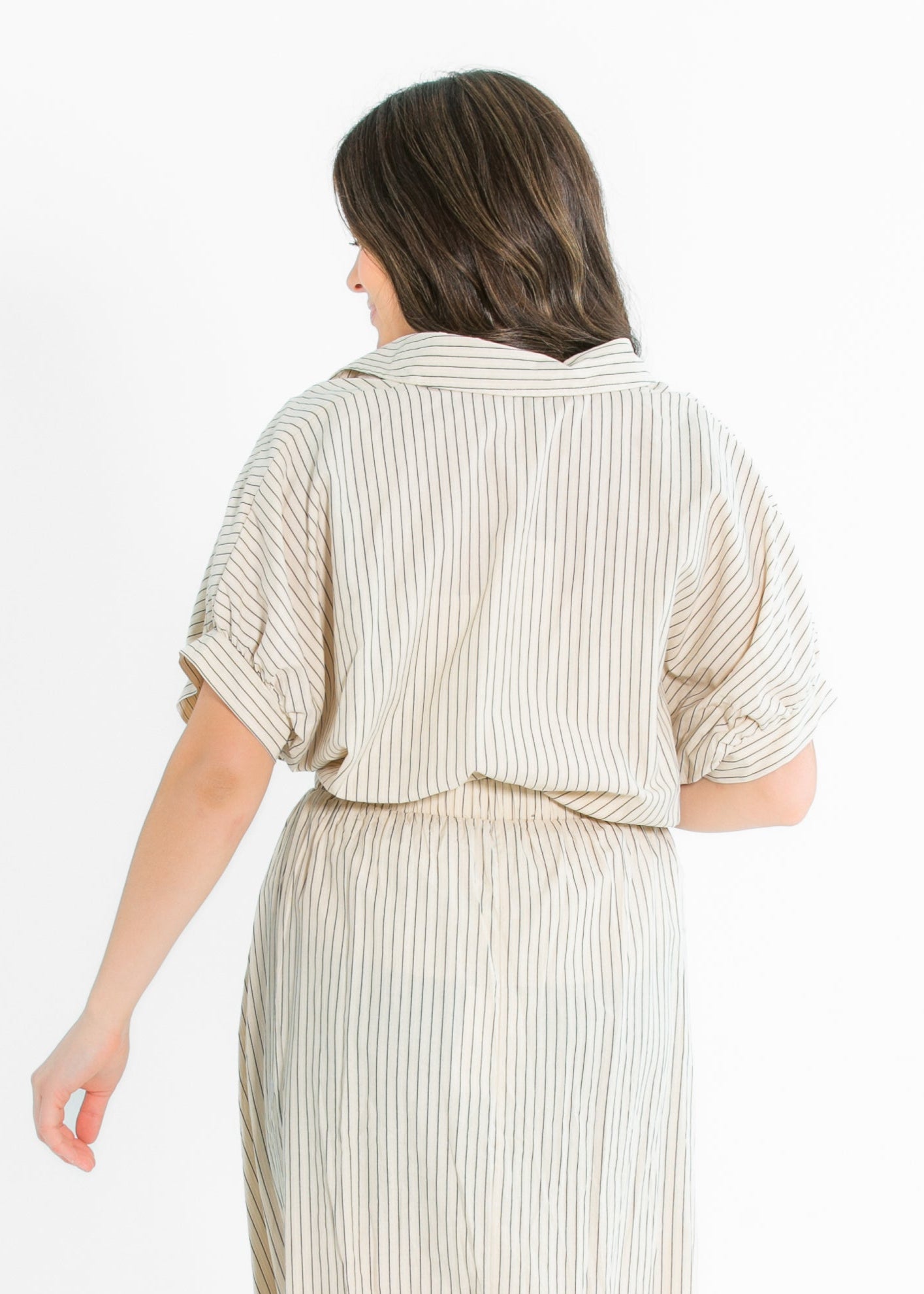 Black Striped Button-Up Top - FINAL SALE