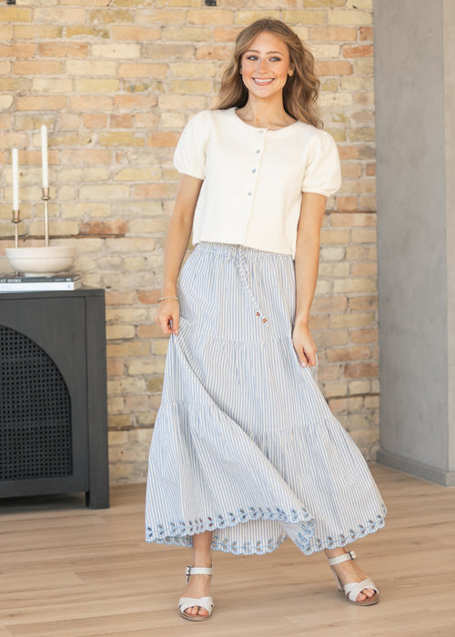 Embroidered Detail Midi Skirt