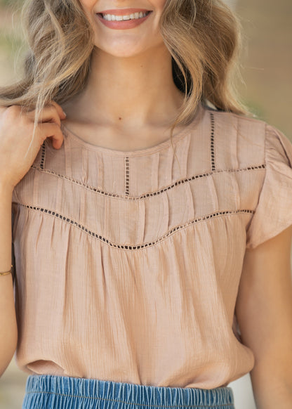 Ladder Lace Flounce Sleeve Top