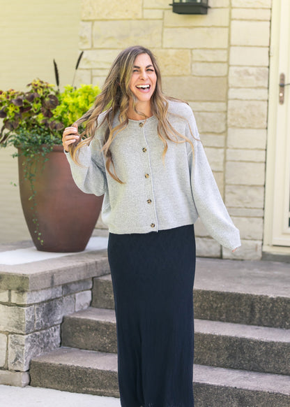 Button Down Raw Seam Cardigan - FINAL SALE