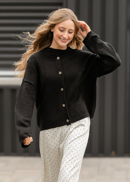 Button Down Raw Seam Cardigan - FINAL SALE