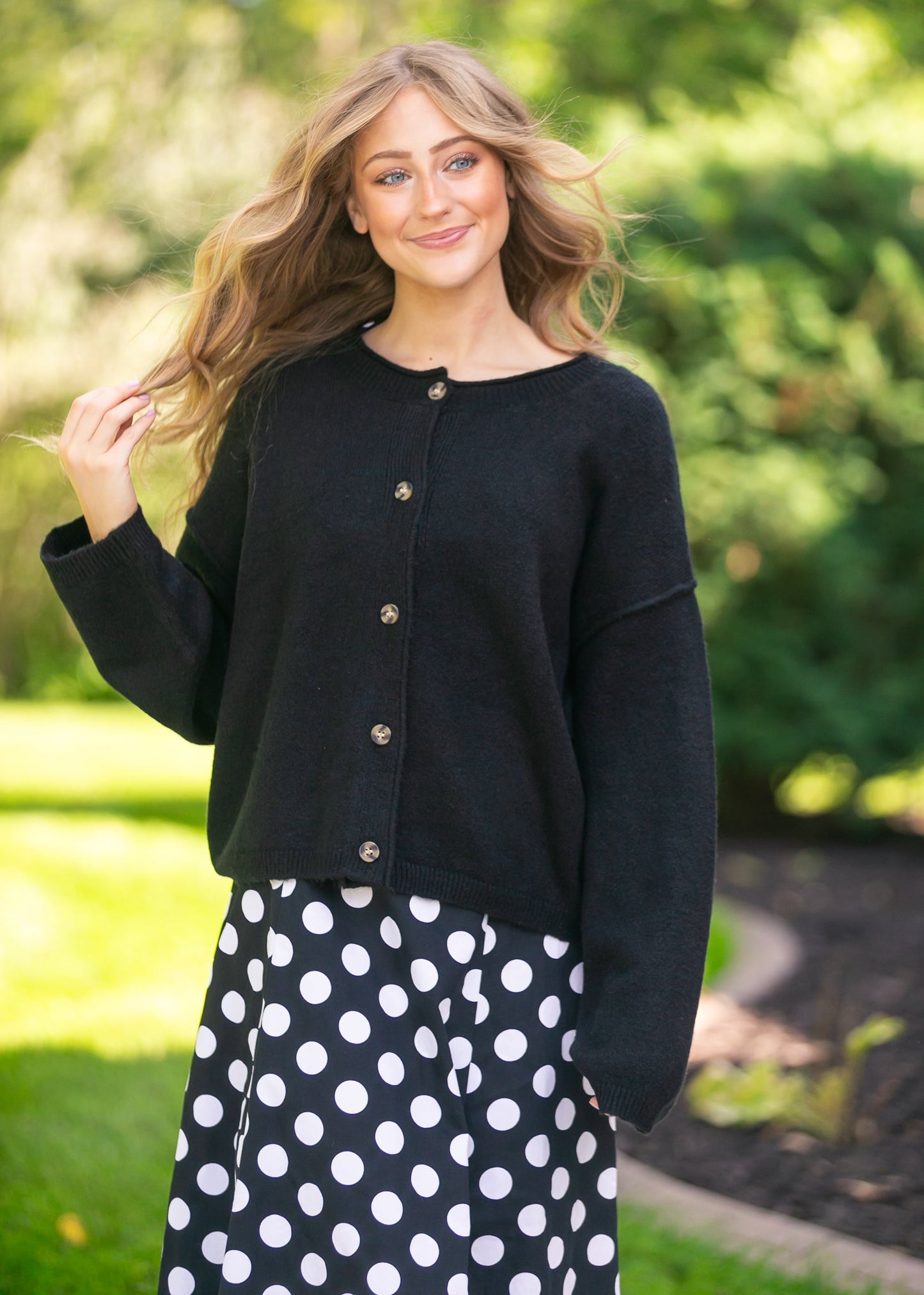 Button Down Raw Seam Cardigan - FINAL SALE