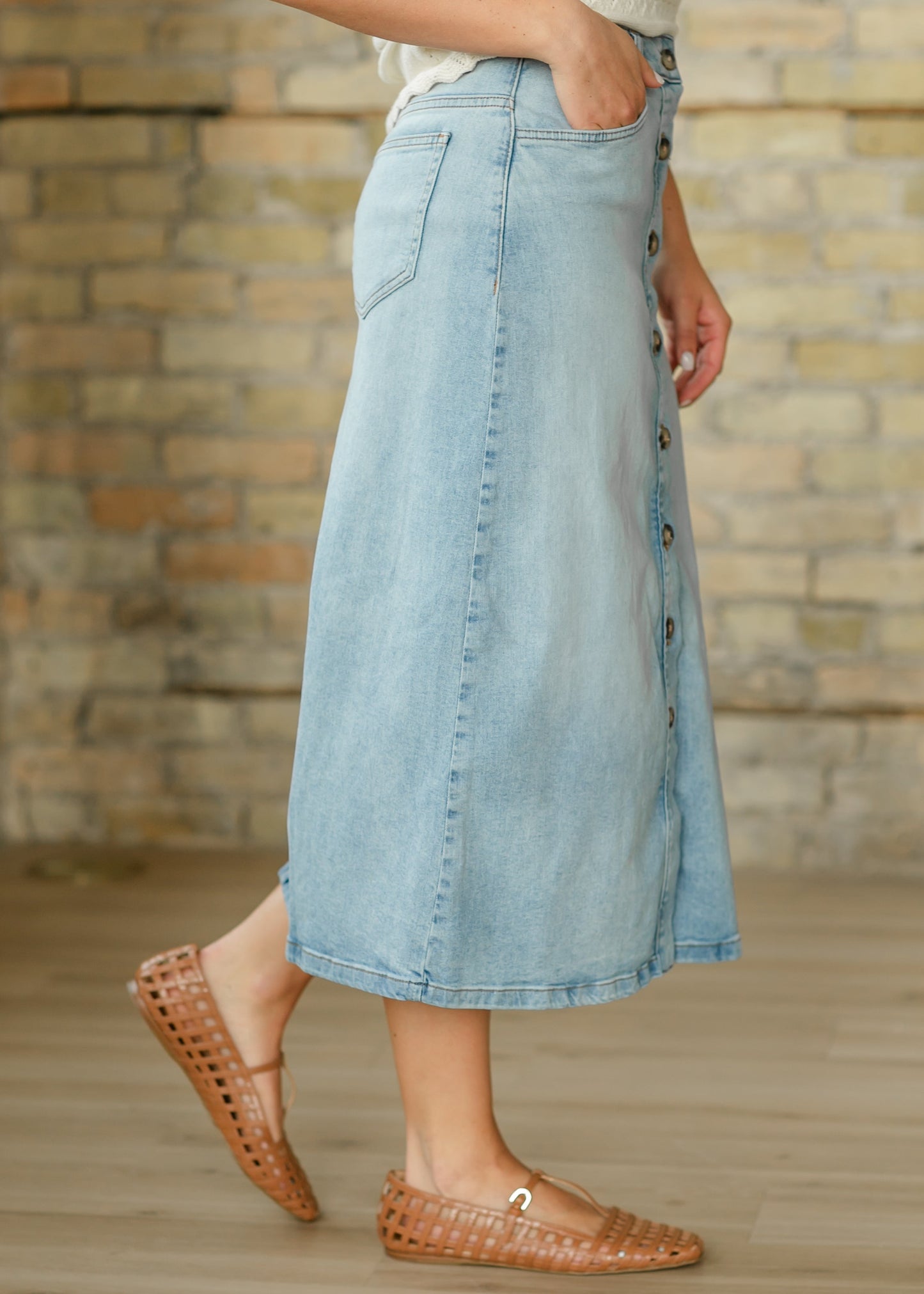 Button Front Denim Maxi Skirt - FINAL SALE