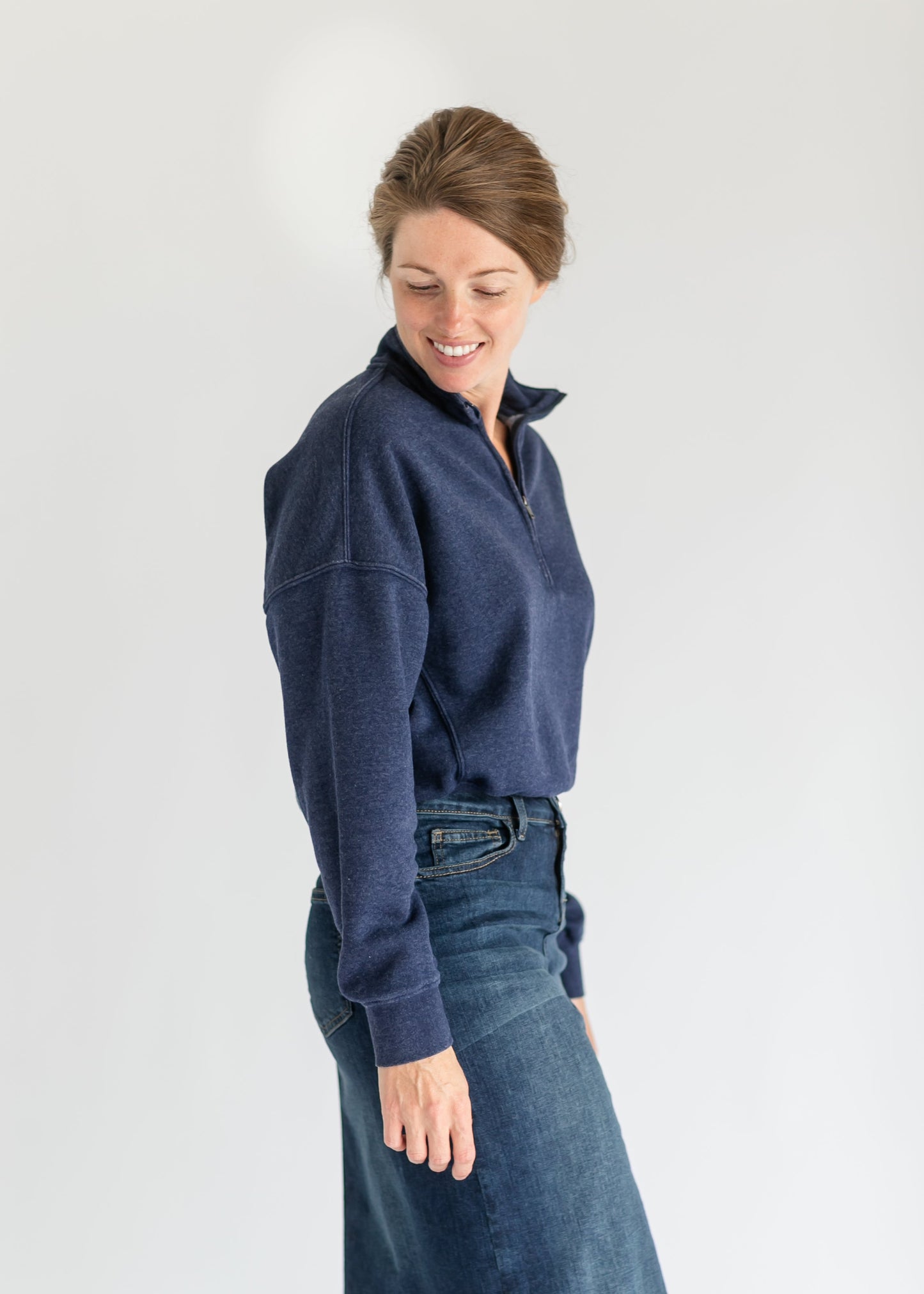Cameryn Quarter Zip Drop Sleeve Sweatshirt - FINAL SALE