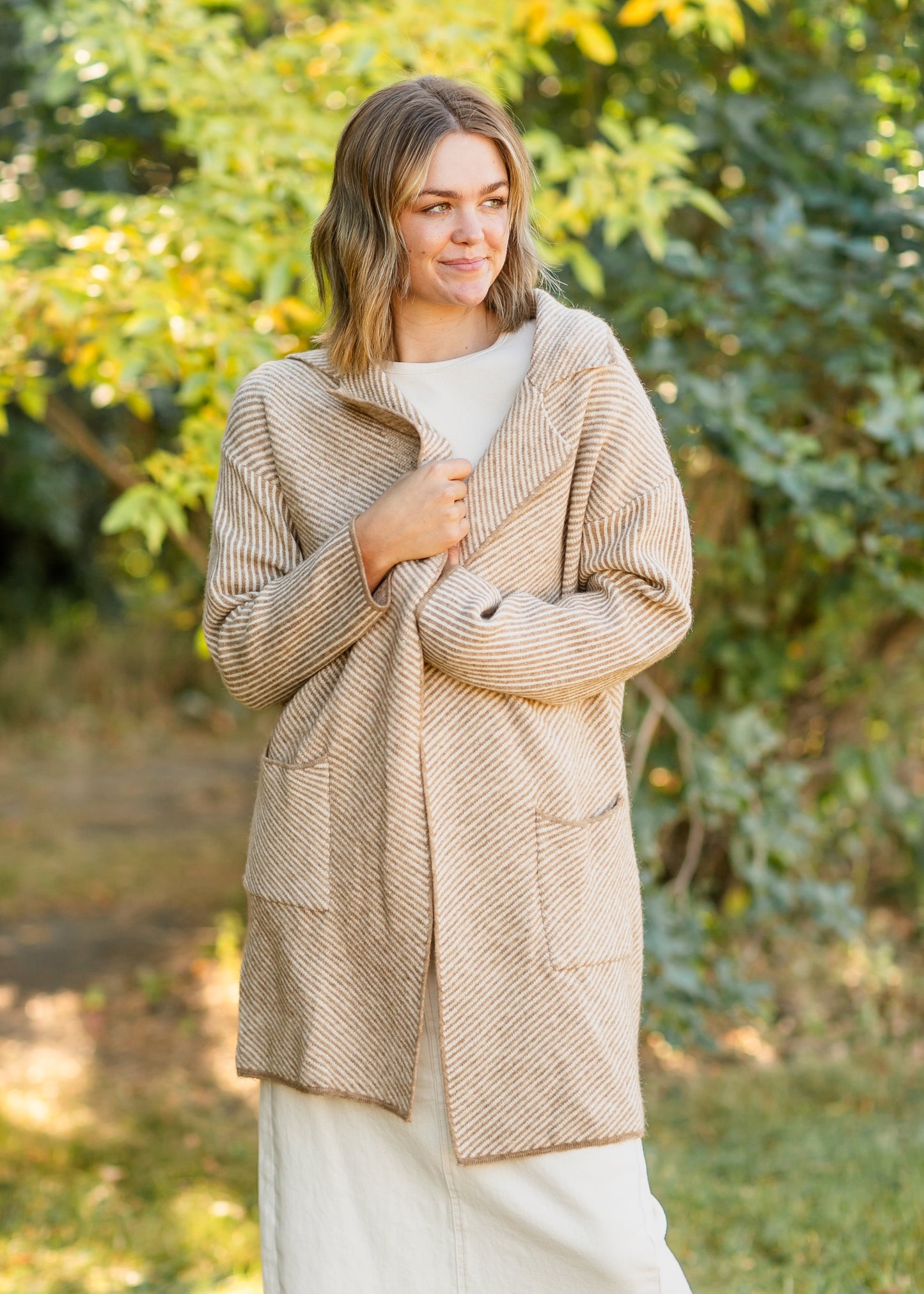 Carmen Striped Knit Lapel Cardigan Coat - FINAL SALE