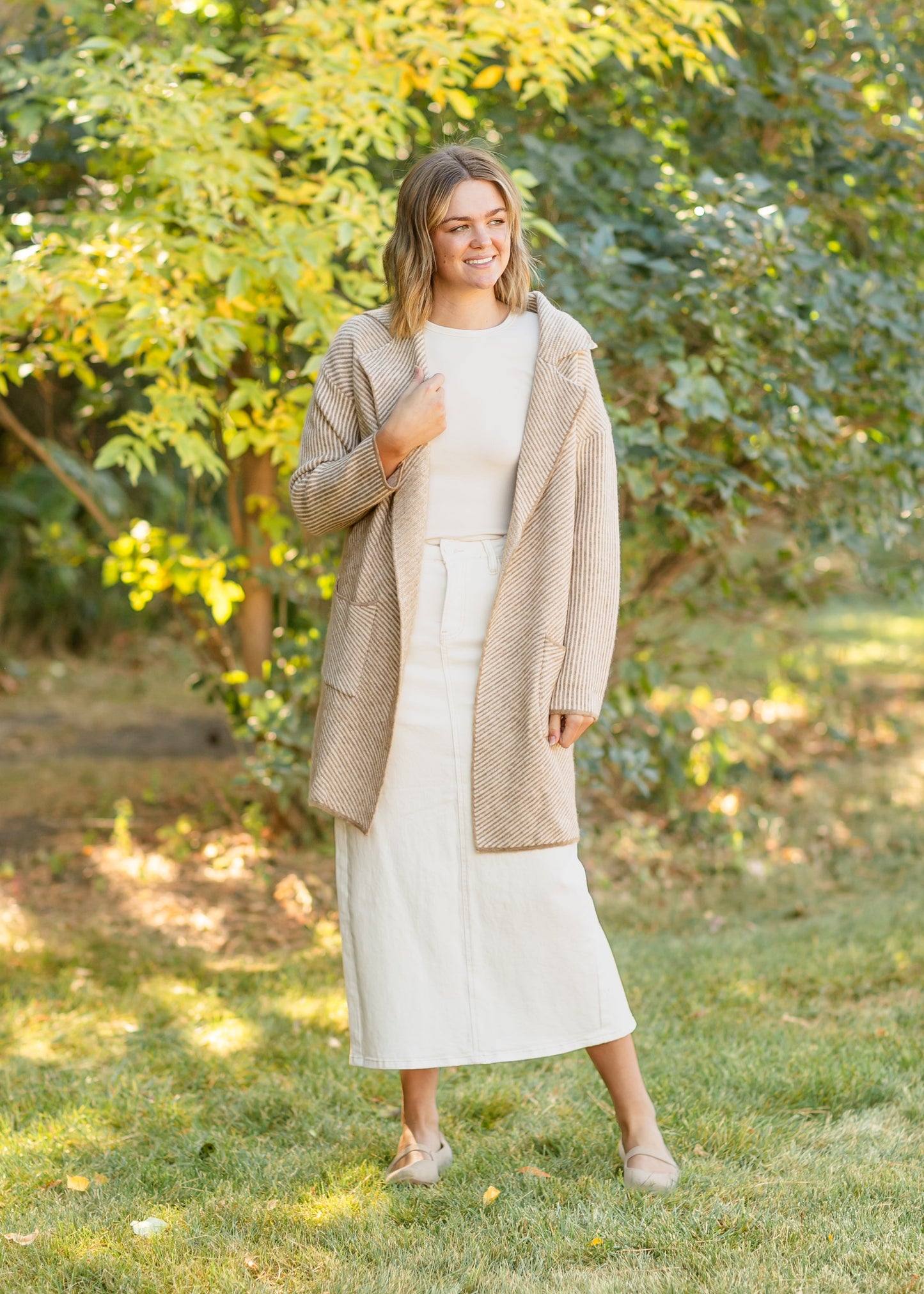Carmen Striped Knit Lapel Cardigan Coat - FINAL SALE