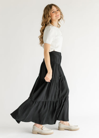 Chambray Tiered Colored Denim Skirt - FINAL SALE