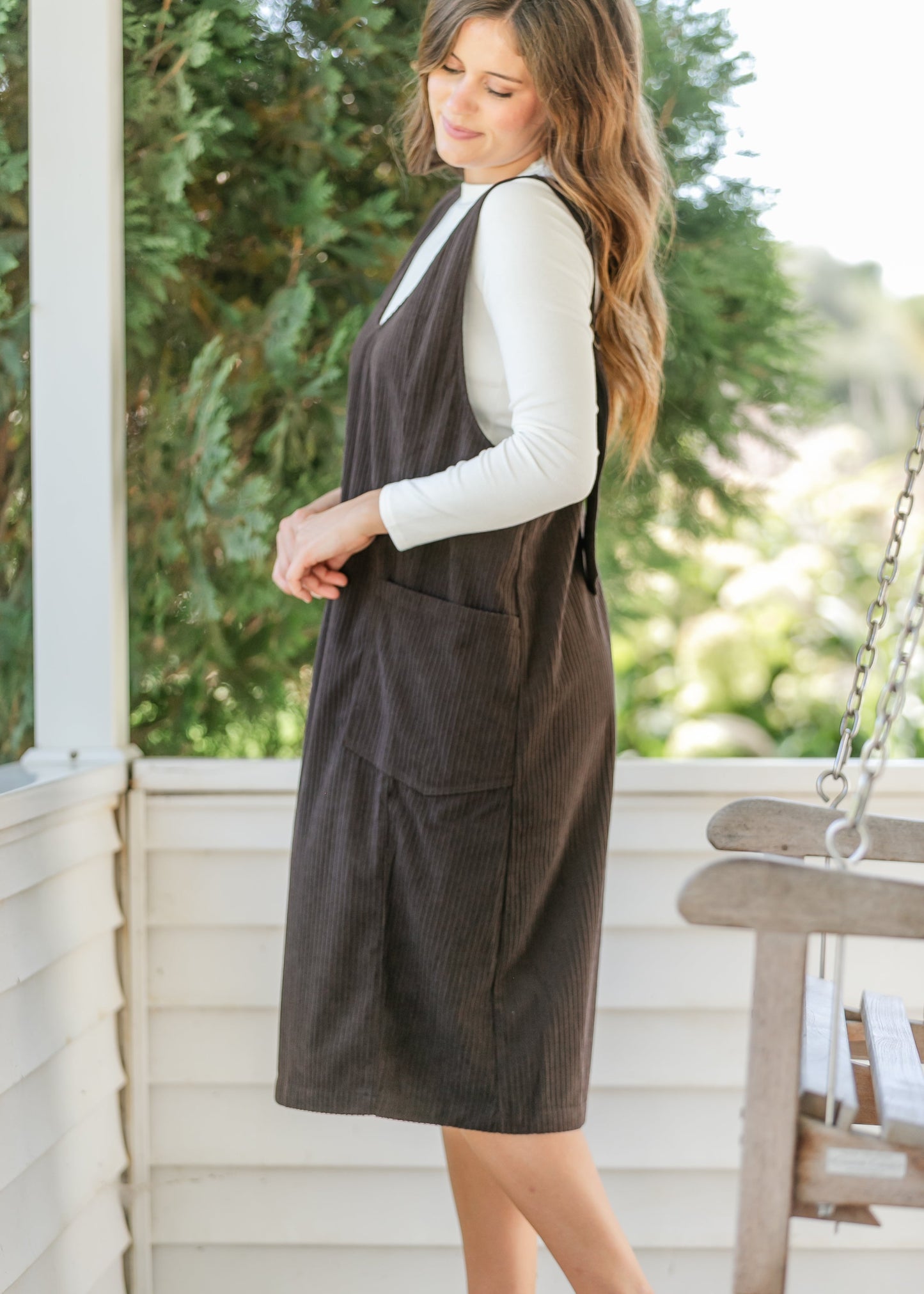 Chocolate Corduroy Overall Dress - FINAL SALE