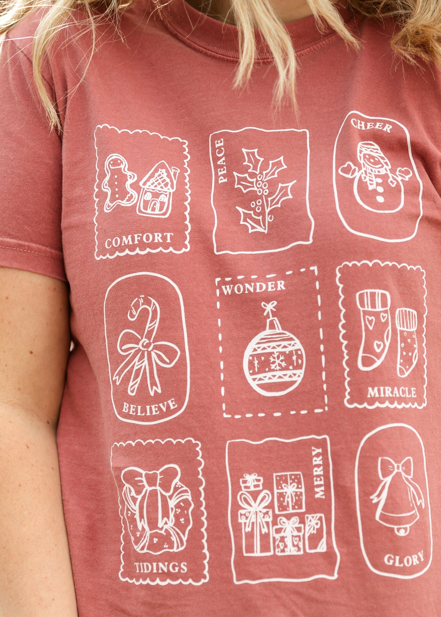 Christmas Stamps Holiday Graphic T-Shirt - FINAL SALE