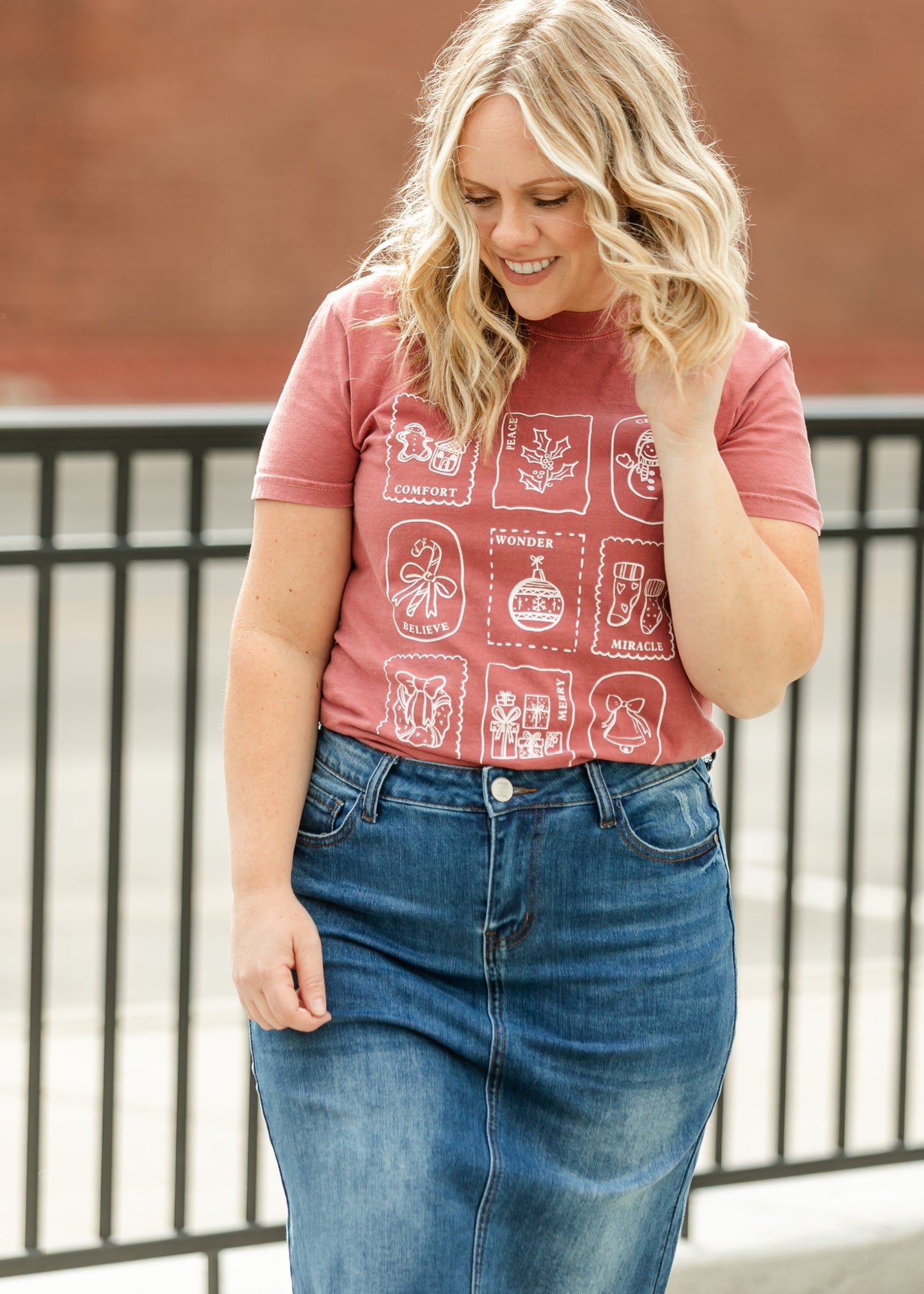 Christmas Stamps Holiday Graphic T-Shirt - FINAL SALE