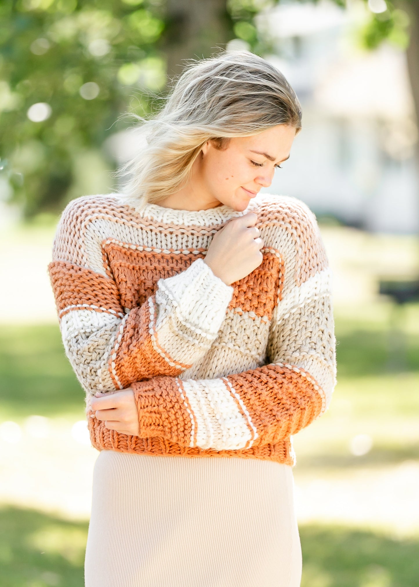 Chunky Knit Striped Crewneck Sweater - FINAL SALE