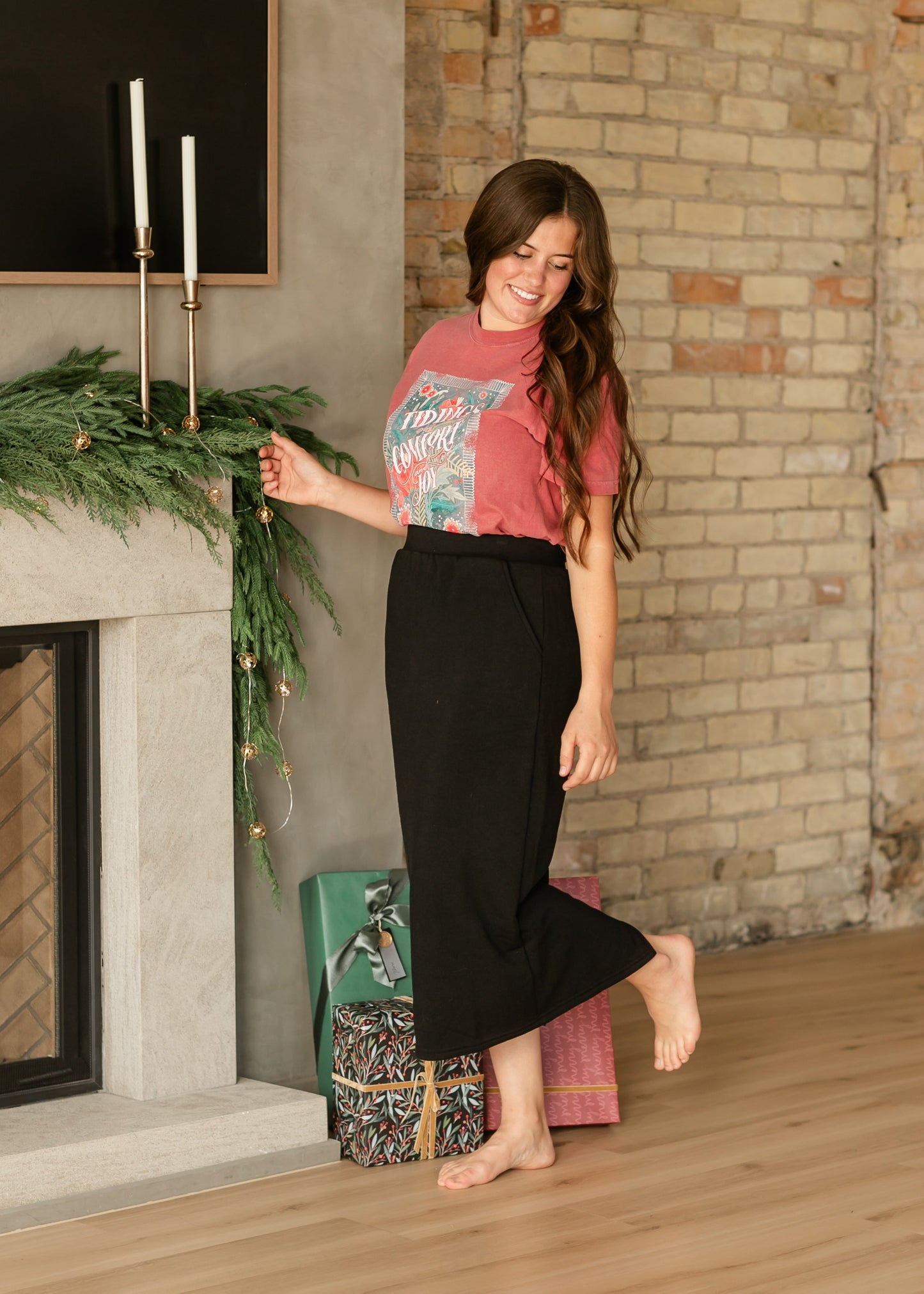 Christmas Comfort & Joy Crimson Graphic Christian Tee - FINAL SALE