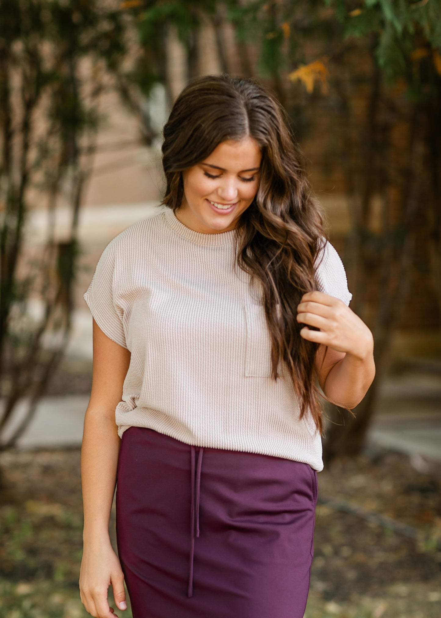 Cori Ribbed Short Sleeve Front Pocket Top - FINAL SALE