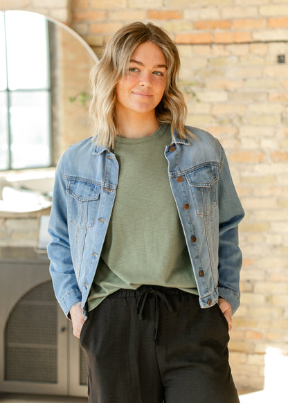 Cotton Modal Slub Rolled Sleeve Tee - FINAL SALE