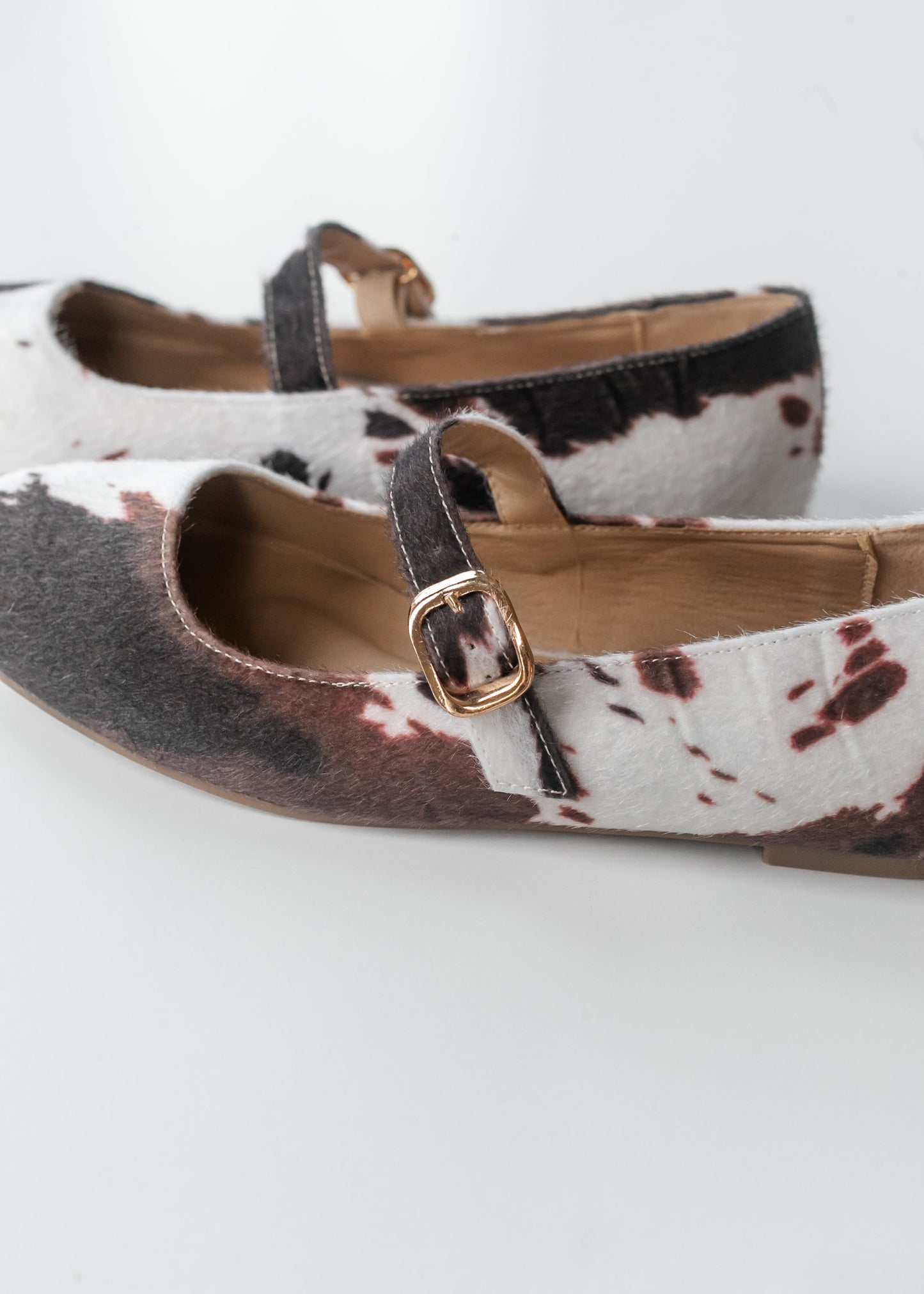 Cow Print Mary Jane Flats