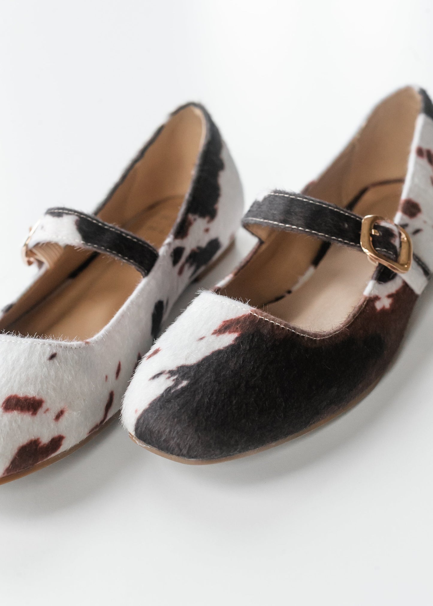 Cow Print Mary Jane Flats