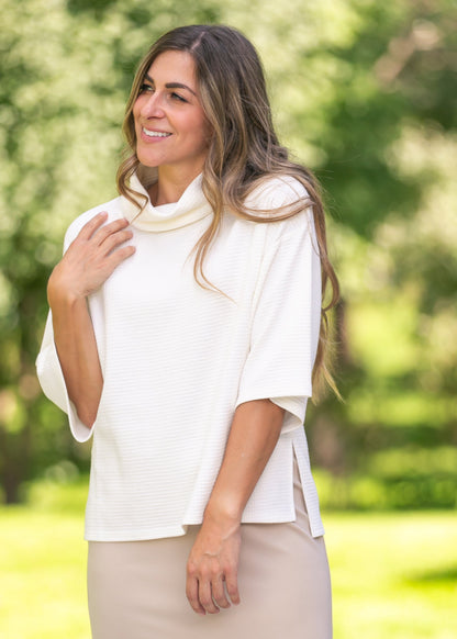 Cowl Neck Waffle Top - FINAL SALE