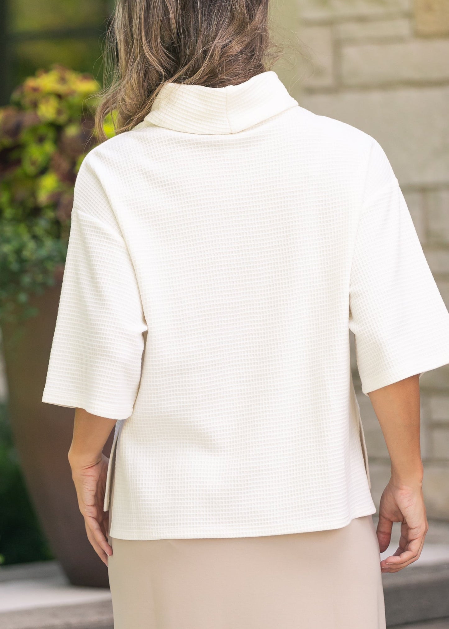 Cowl Neck Waffle Top - FINAL SALE