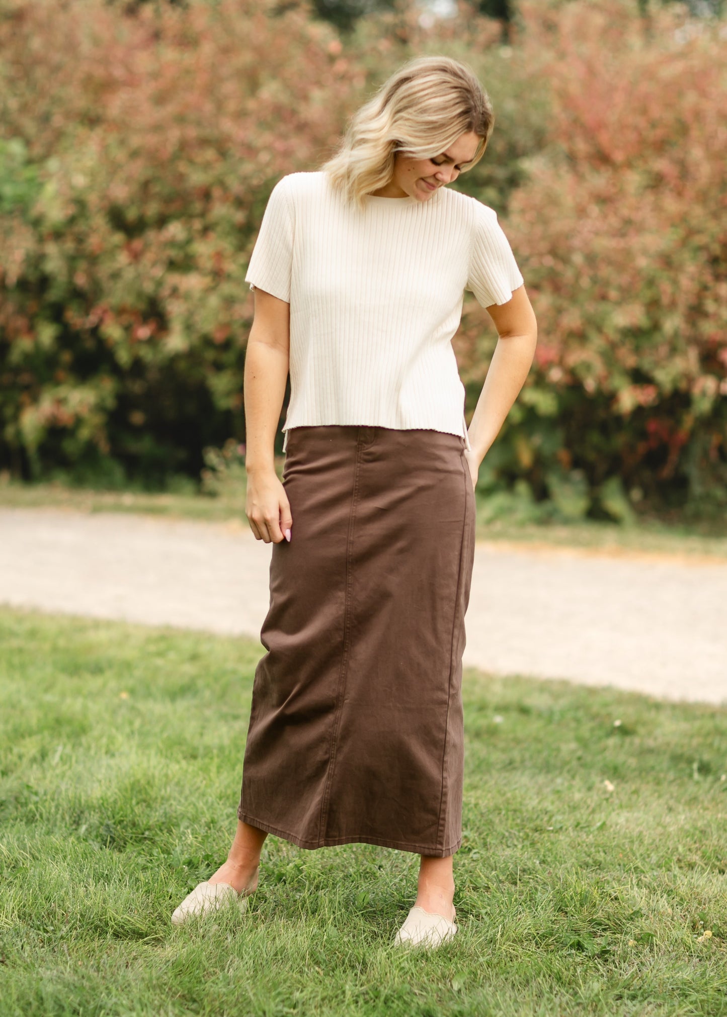 Cream Ribbed Short Sleeve Sweater - FINAL SALE