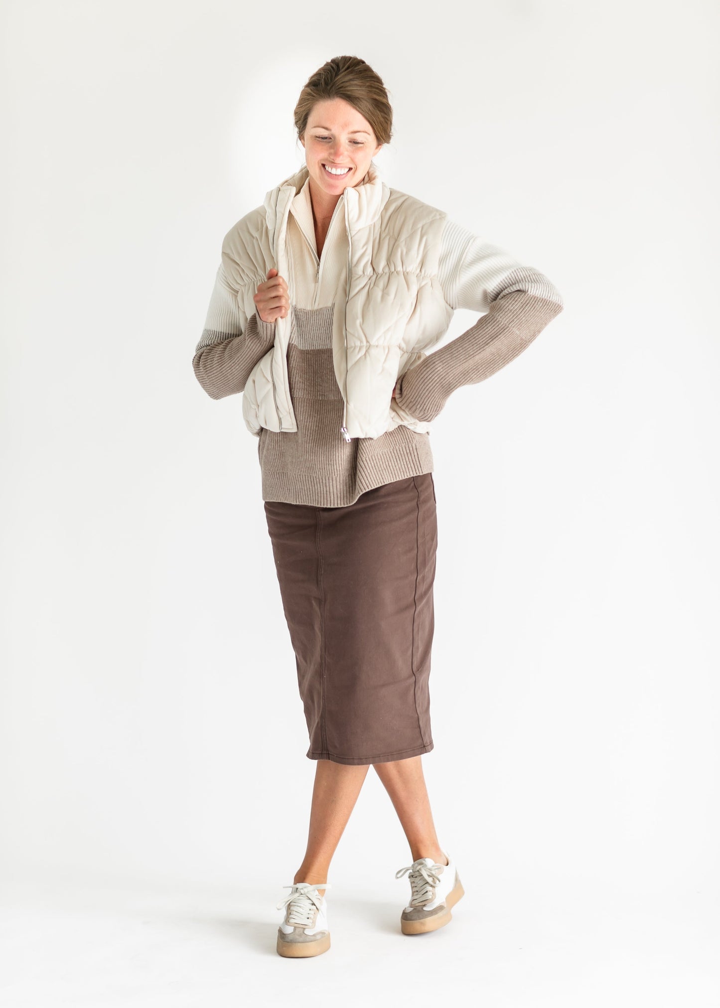 Cream Velour Quilted Vest - FINAL SALE