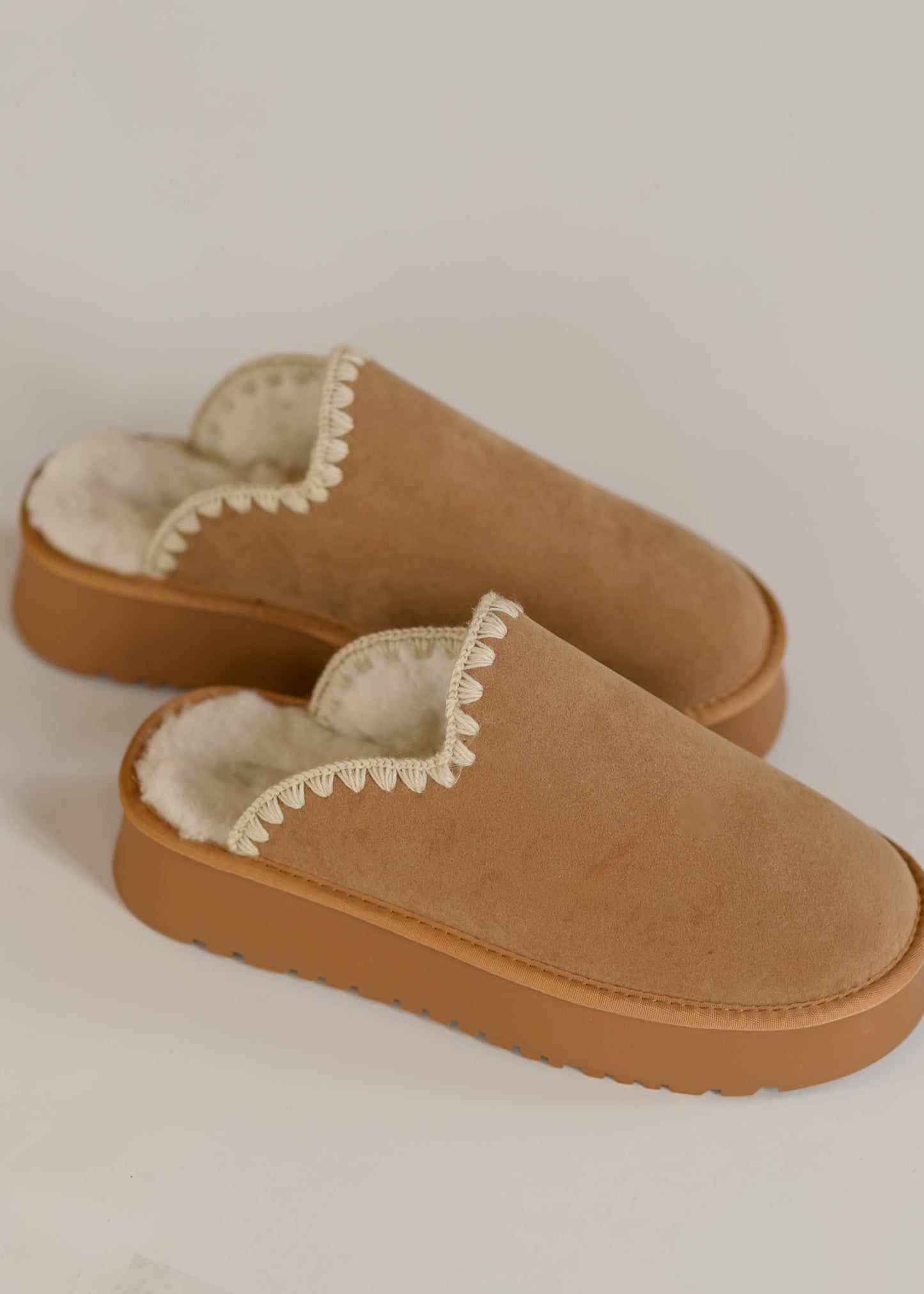 Crochet Edge Slip-on Sherpa Platform Slippers - FINAL SALE