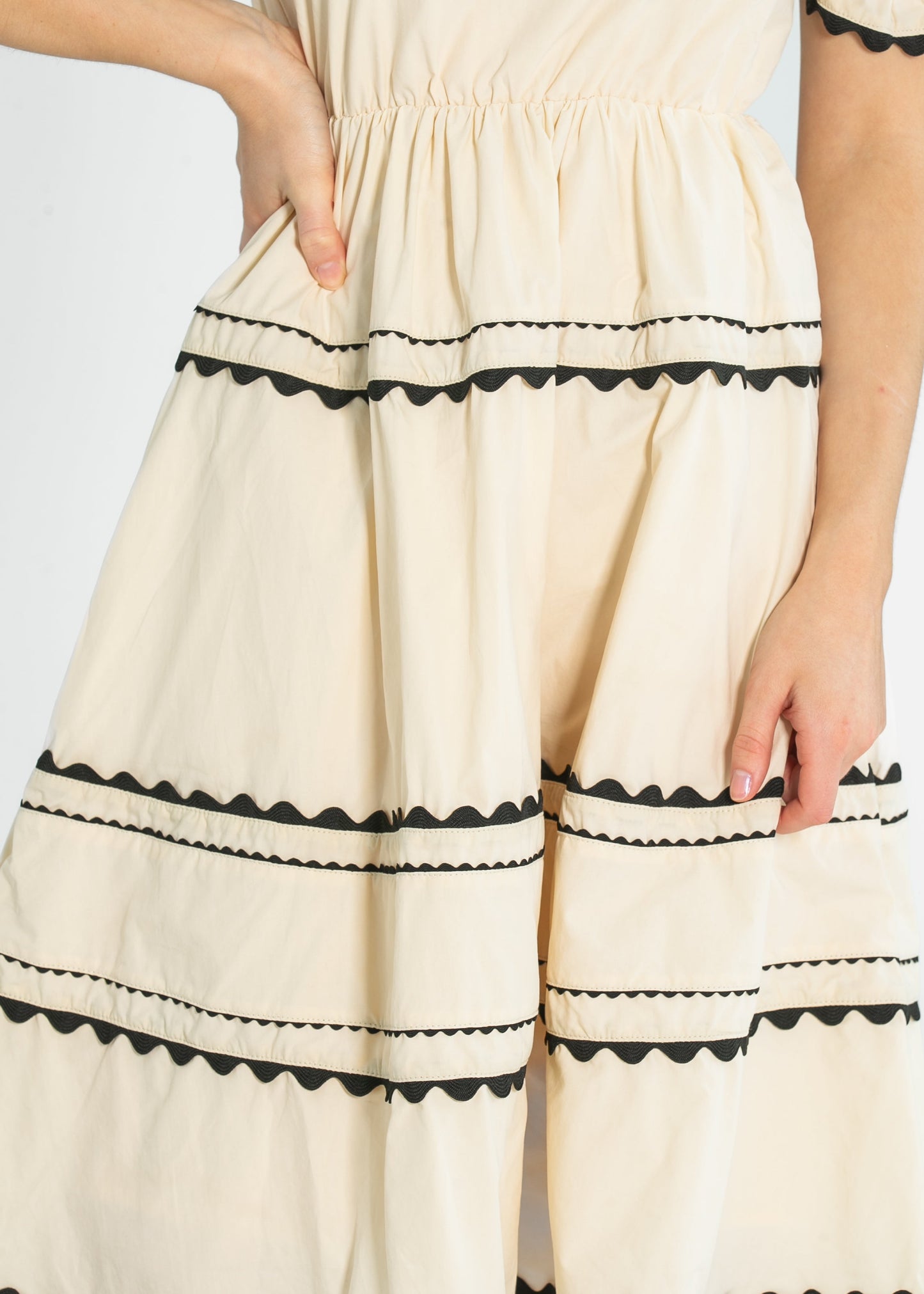 Damson Ric-Rac Ruffle Short Sleeve Midi Dress - FINAL SALE