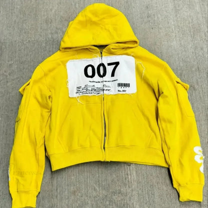 Dark Oversized Design Zip Hoodie