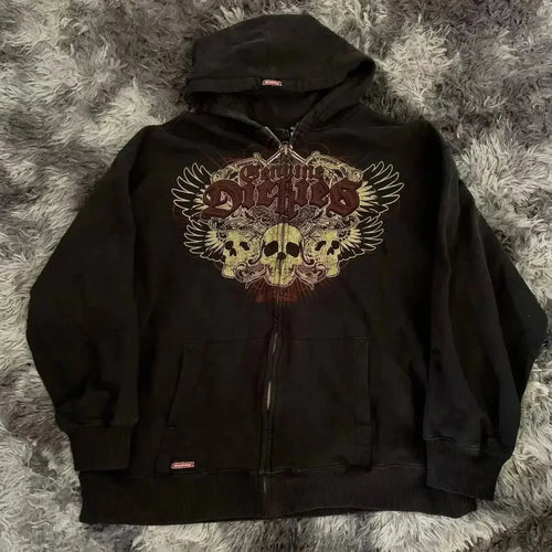 Dark Skull Oversized Zip Hoodie