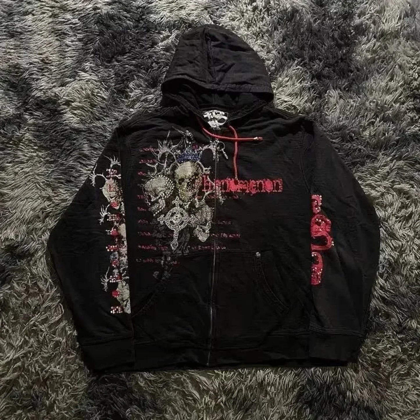 Dark Skull Oversized Zip Hoodie