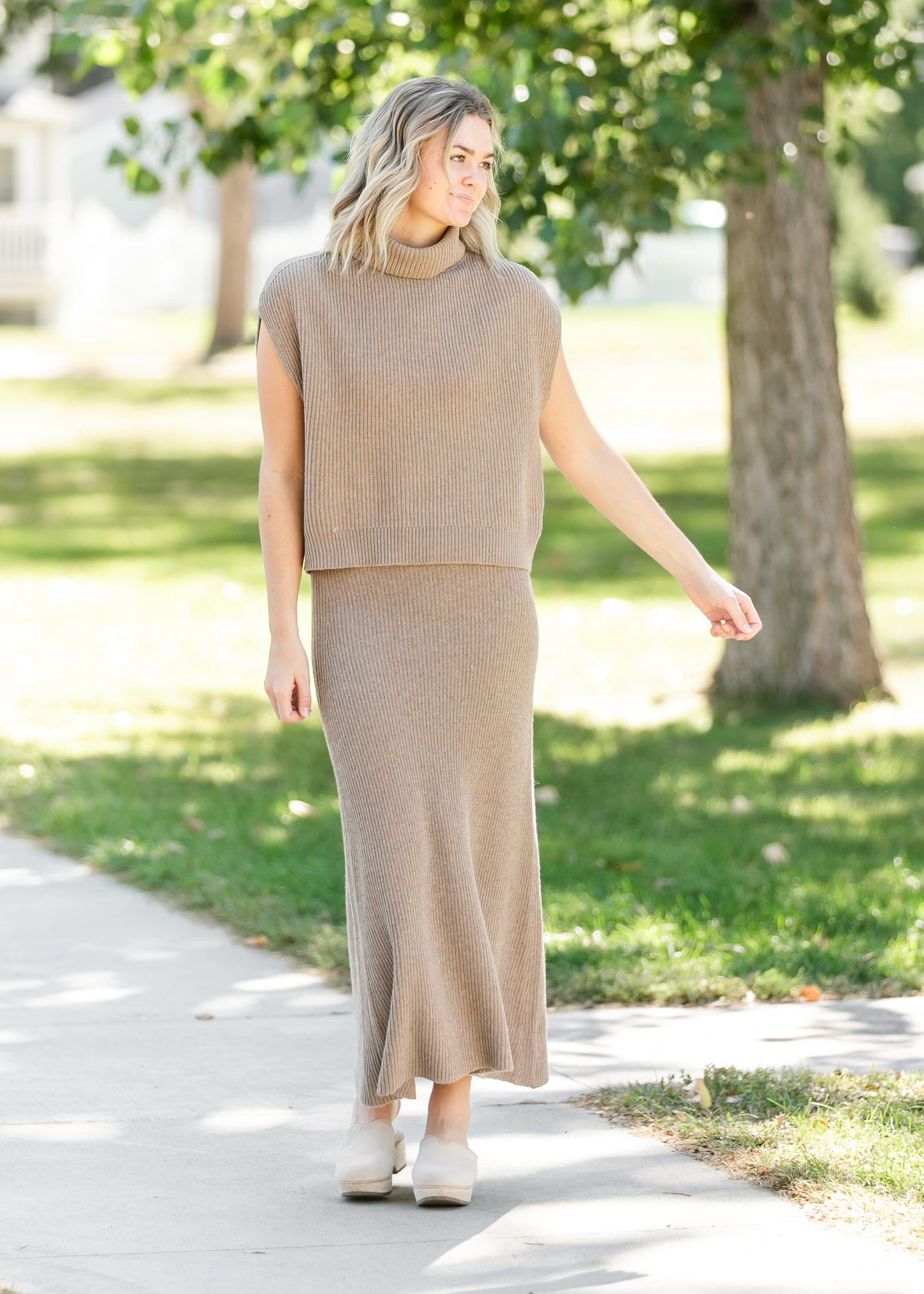 Dark Taupe Ribbed Turtleneck Vest - FINAL SALE