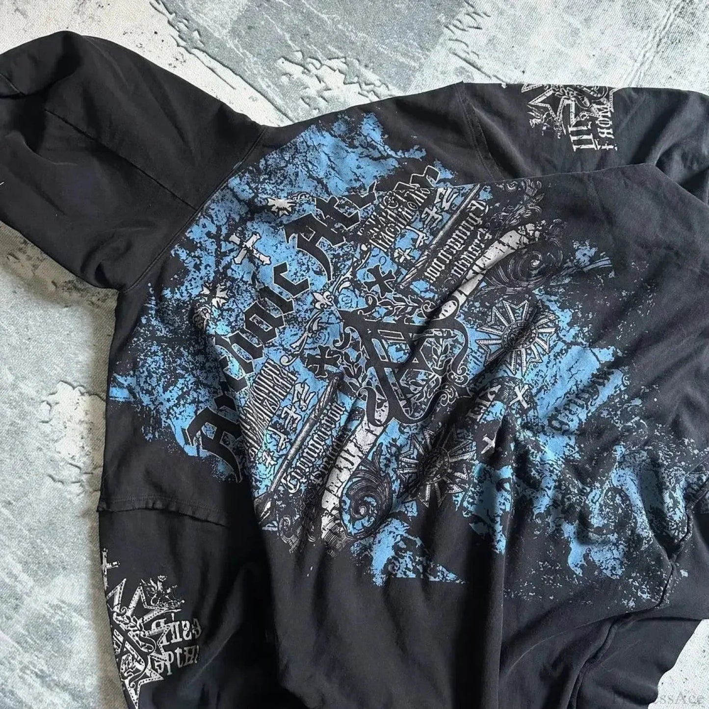 Dark Vintage Design Zipper Hoodie