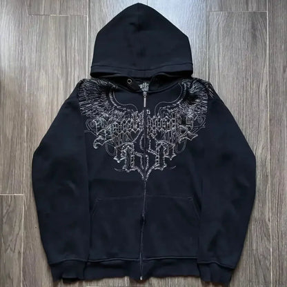 Dark Vintage Design Zipper Hoodie